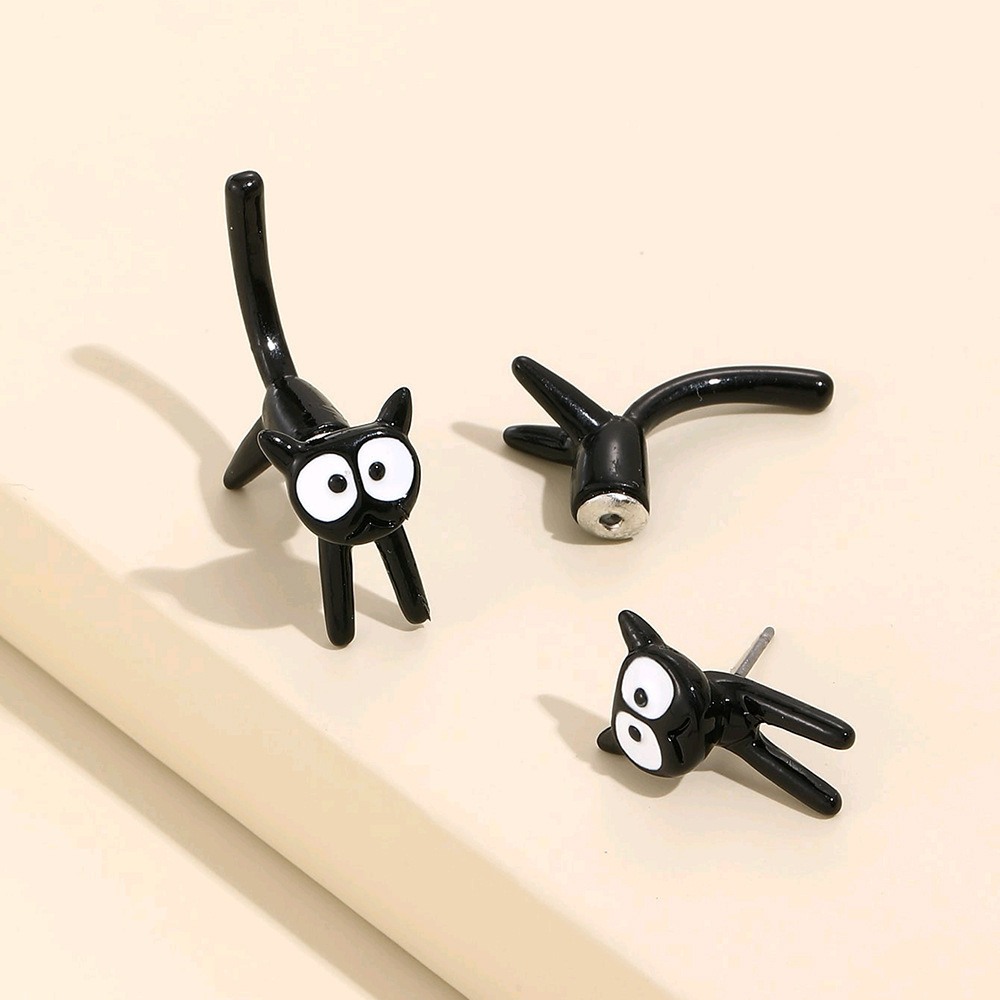 Cute Black Cat Simple Earrings - image 4