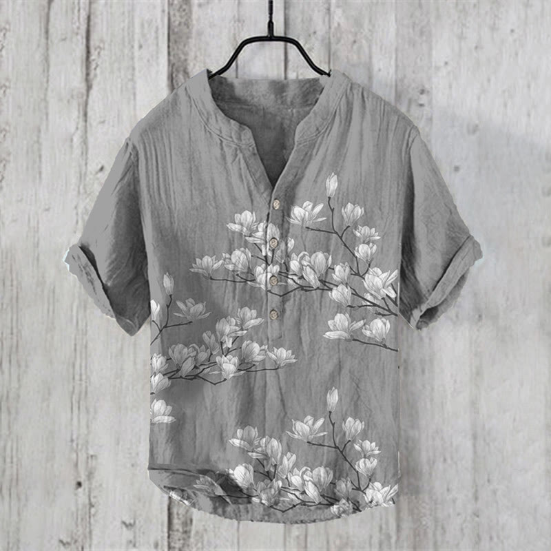 Vintage Japanese Magnolia Flower Casual Shirt