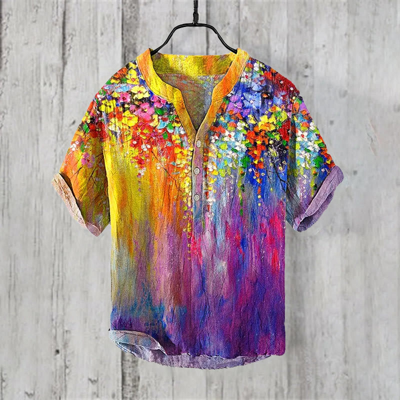 Colorful Oil Painting Floral Print Shirt