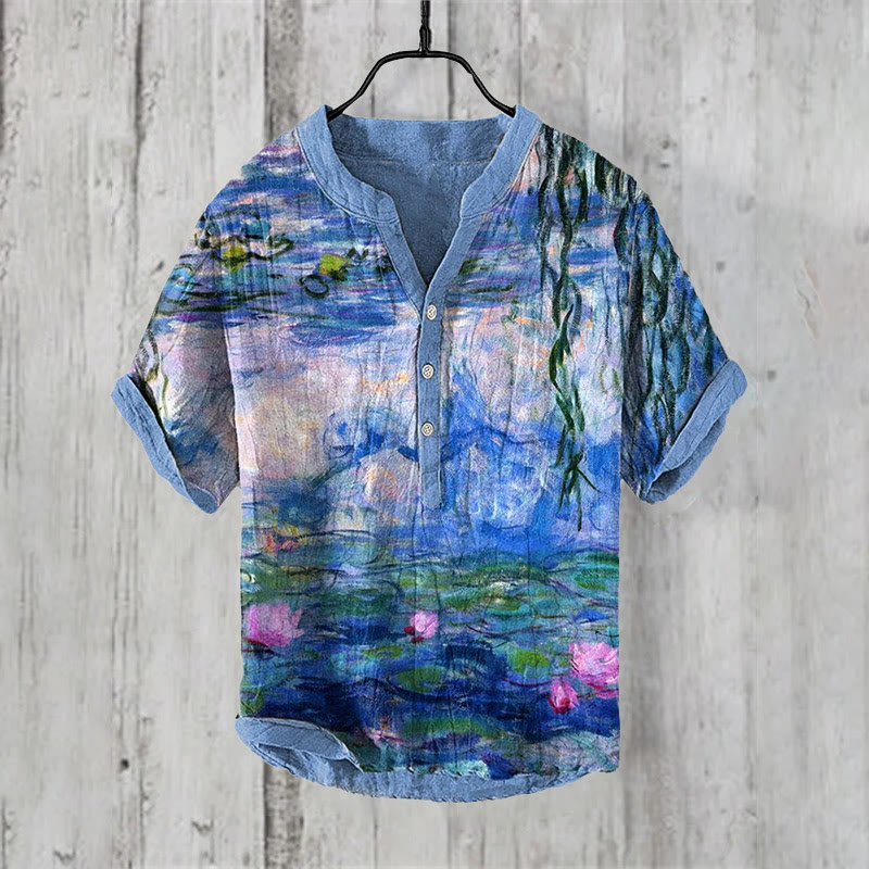 Water Lily Oil Painting Print Shirt
