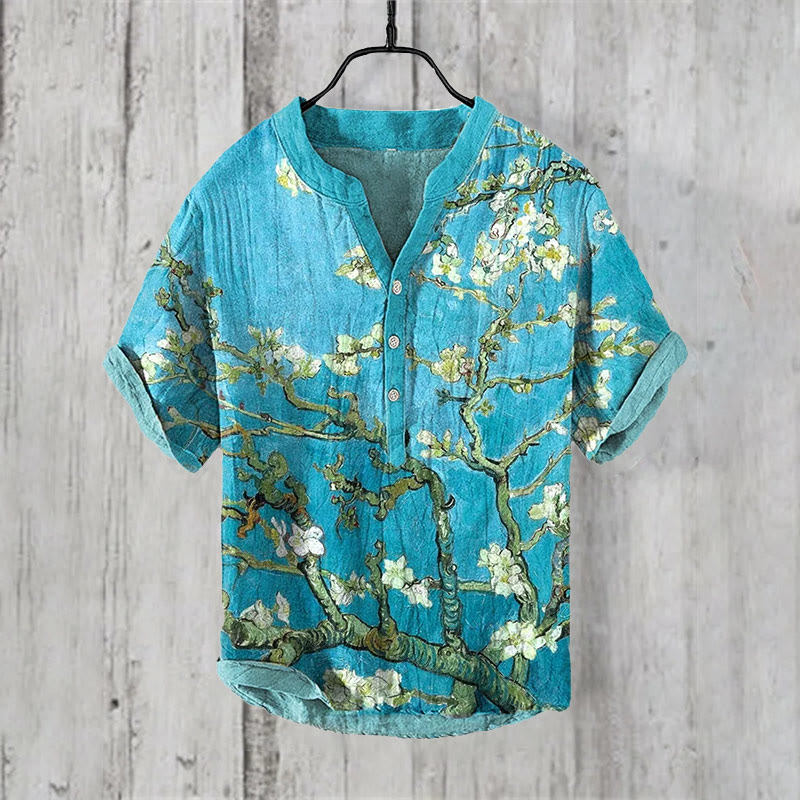 Almond Blossom Oil Painting Print Shirt