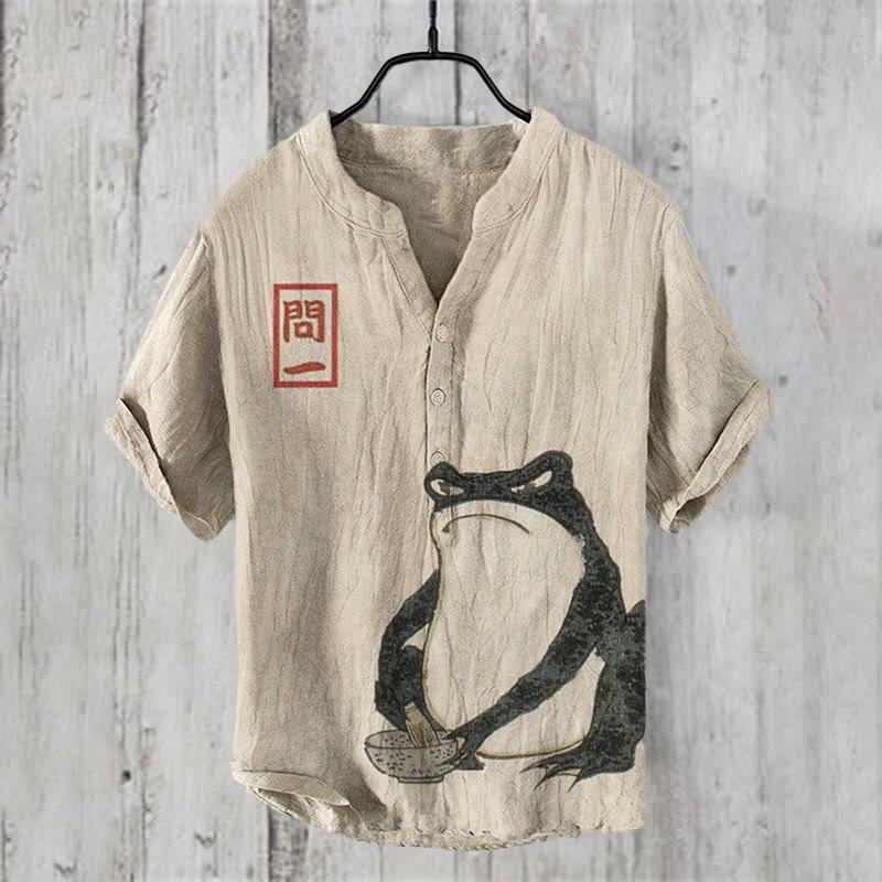 Japanese Art Angry Frog Print Shirt