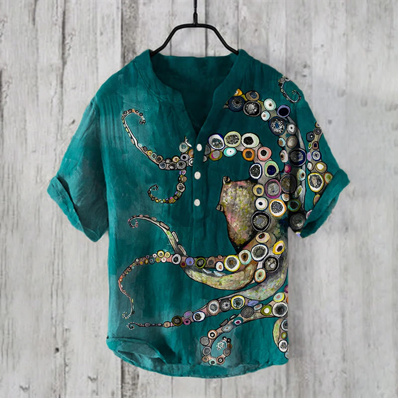 Squid Oil Painting Print Shirt