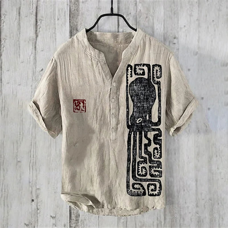 Vintage Japanese Octopus Art Print Shirt