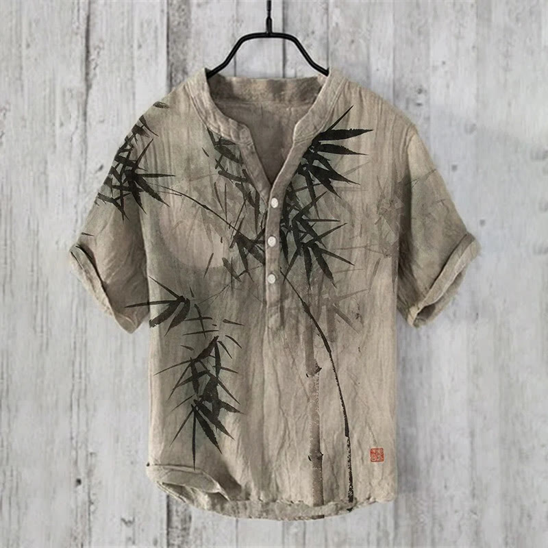 Bamboo Forest Full Moon Print Shirt