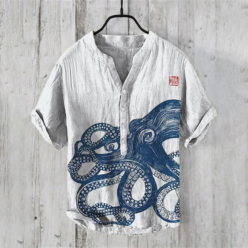 Japanese Octopus Print Shirt