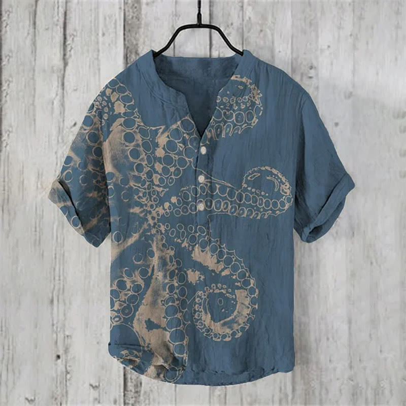 Vintage Japanese Octopus Tentacle Print Shirt