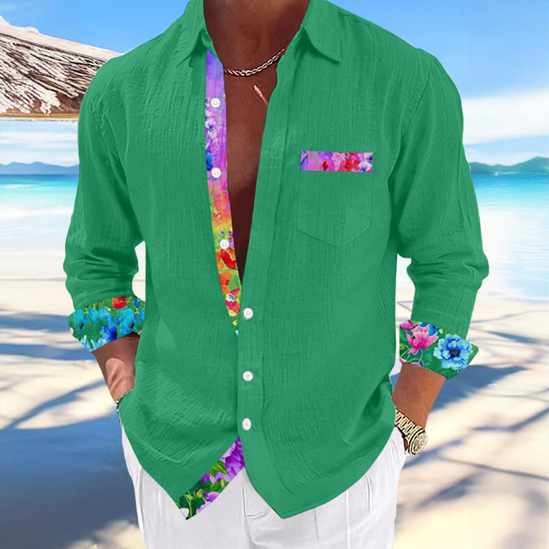 Men's Hawaii Print Fashion Vacation And Casual Shirt - Green - 5XL - image 2