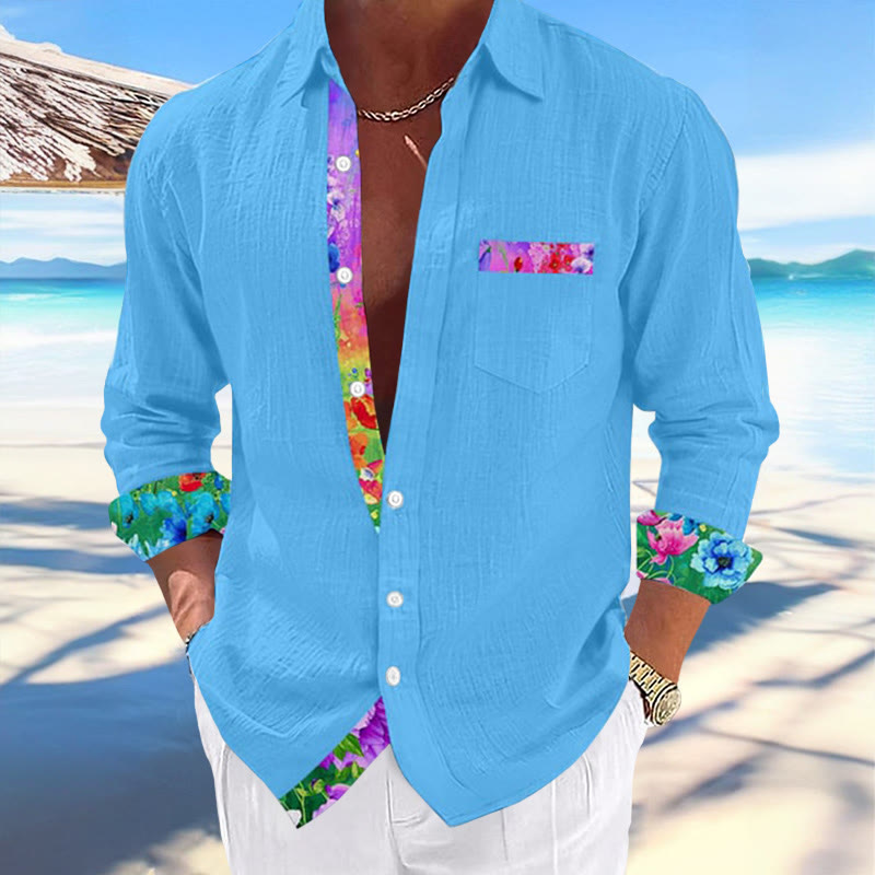 Men's Hawaii Print Fashion Vacation And Casual Shirt - Blue - 5XL - image 1