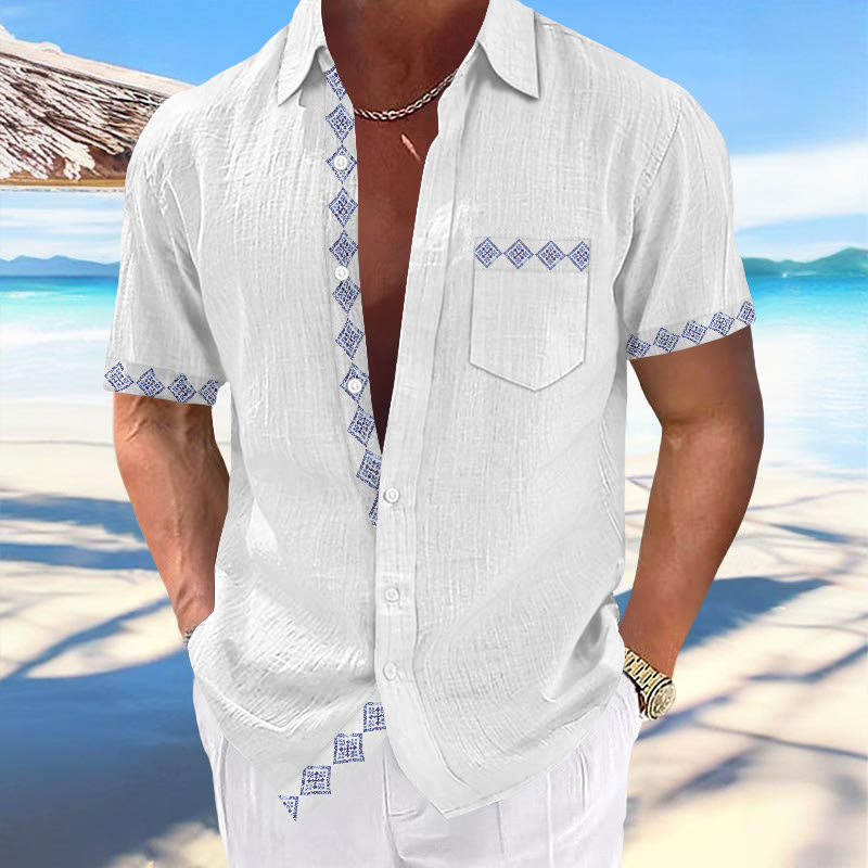 Vacation Ethnic Style Totem Print Shirt - White - 5XL - image 2