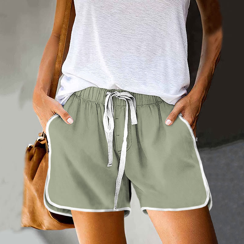 Solid color Drawstring Pocket shorts - Light Green - 5XL - image 2