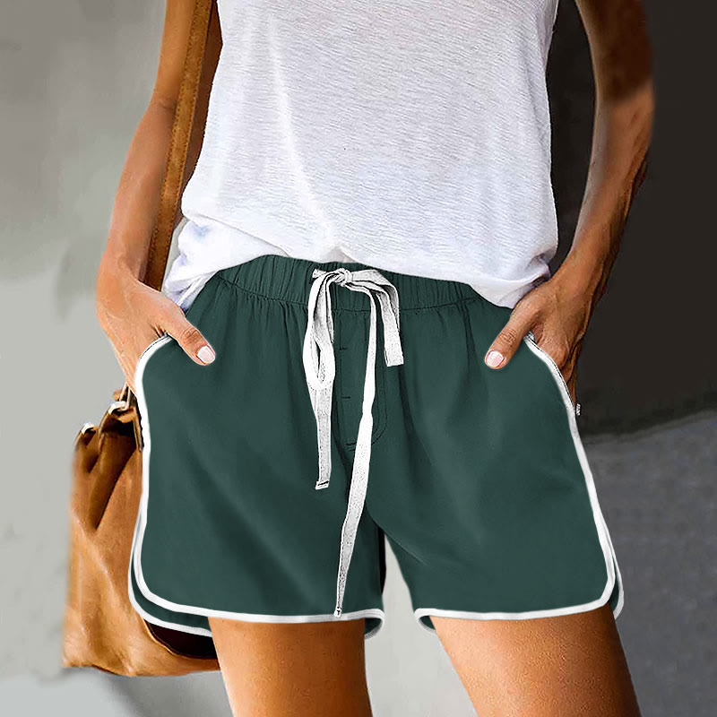 Solid color Drawstring Pocket shorts - Dark Green - 5XL - image 1