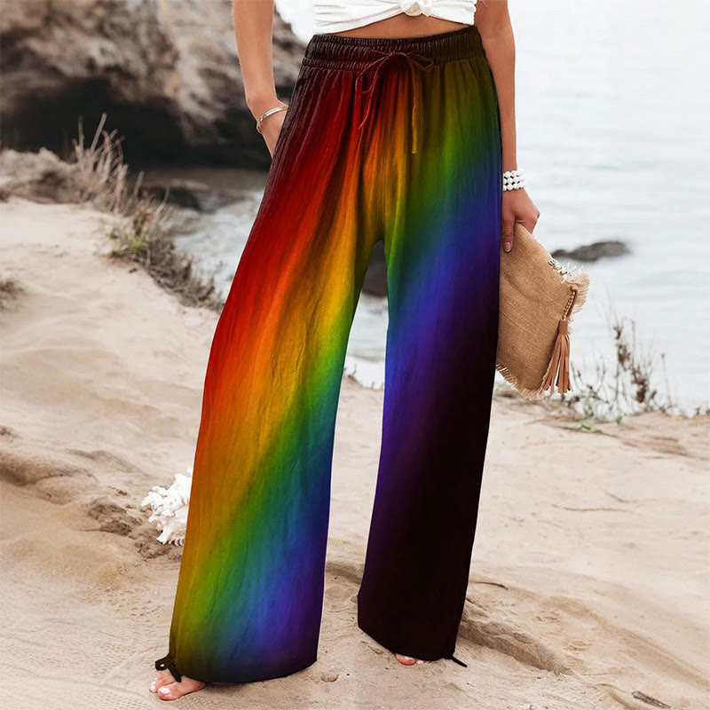 Women's Lgbt Rainbow Printed Casual Pants - Multicolor - 6XL - image 1