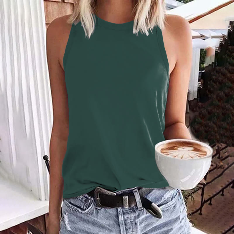 Women's Casual Solid Color Tank Top - Dark Green - 5XL - image 1