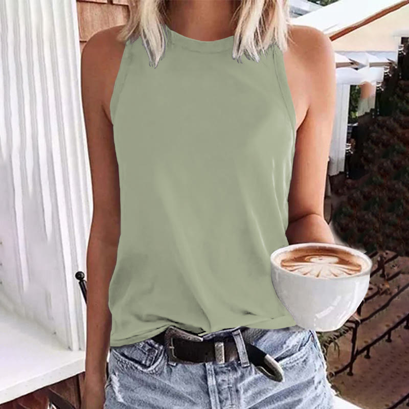 Women's Casual Solid Color Tank Top - Light Green - 5XL - image 7