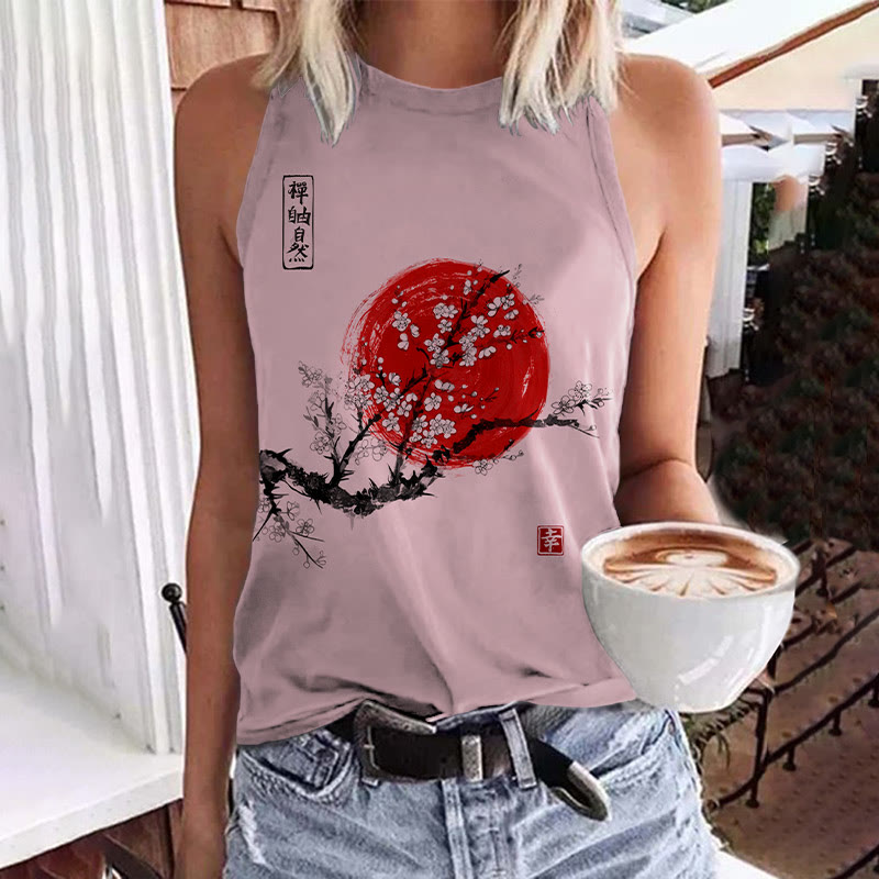 Women's Sunrise Japanese Art Print Tank Top - Pink - 5XL - image 2