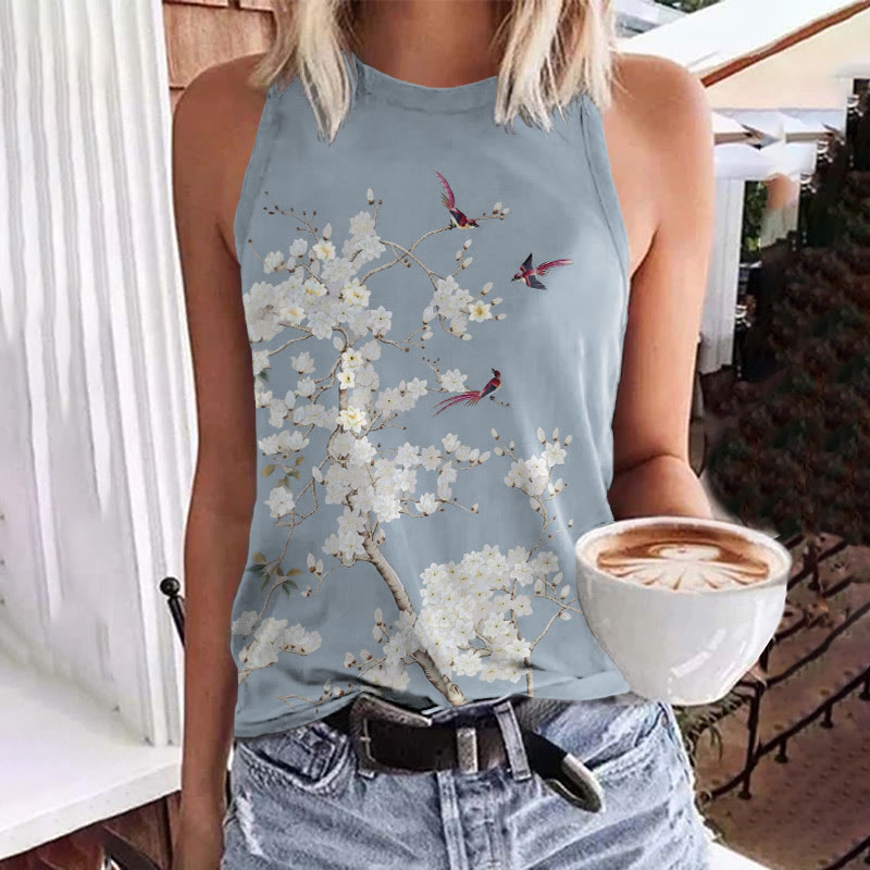 Women's Floral Print Tank Top - Blue - 5XL - image 2