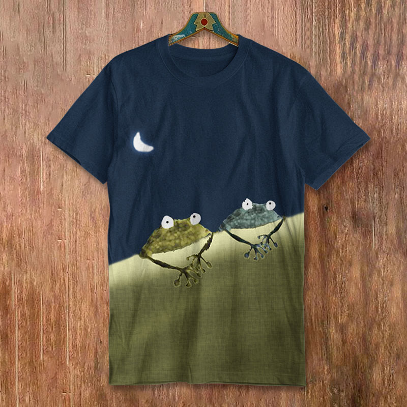 Simple Frog Color Block Print Short-sleeved Men's Casual T-shirt