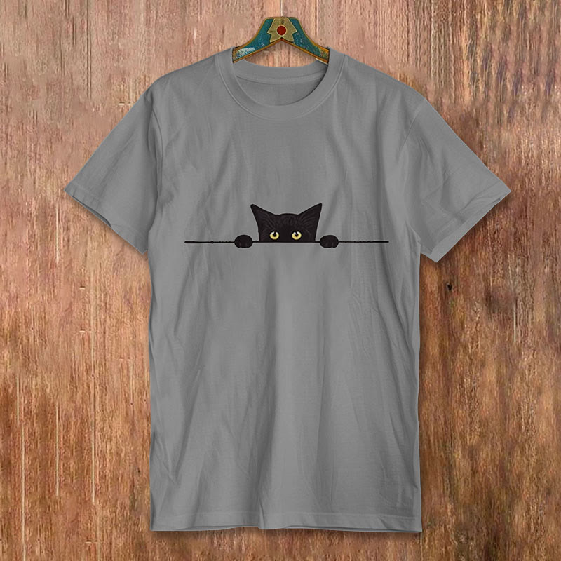 Black Cat Print Short-sleeved Men's Casual T-shirt