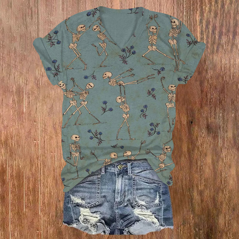 Dashingsoul Women's Graphic Design Print V-neck T-shirt