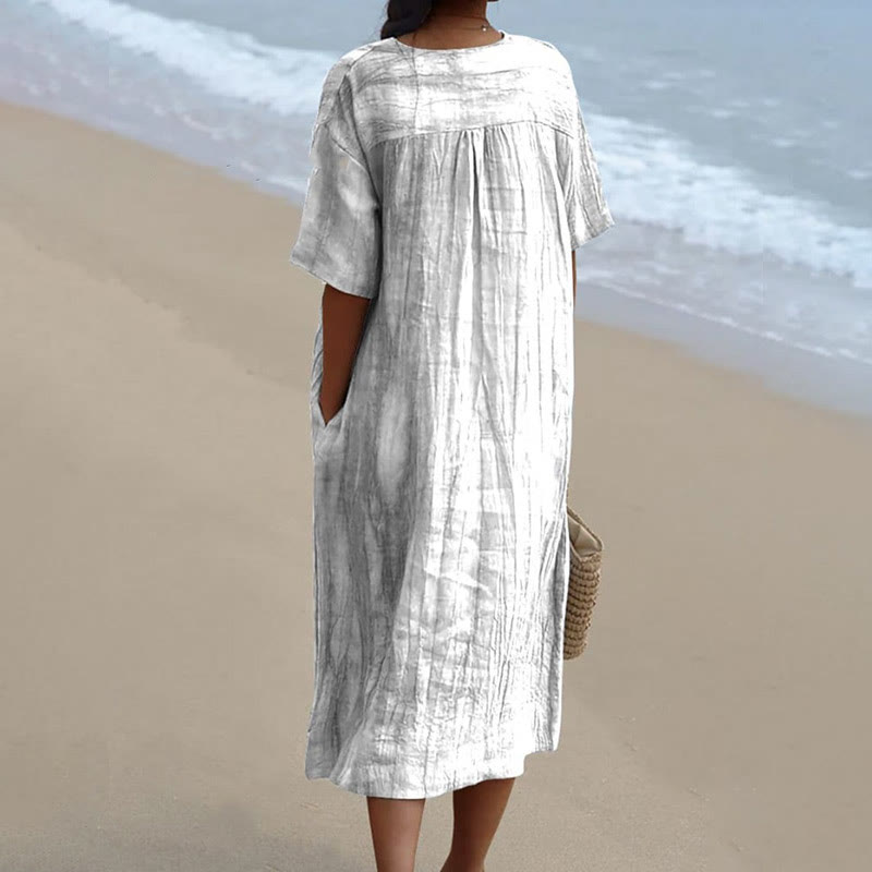 Women's Creative Canned Sardines Art Print Short-sleeved Midi Dress - image 2