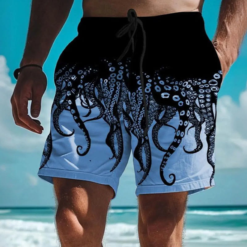 Tentacles Lover Essential Contrast Cozy Shorts - Blue - 5XL - image 2