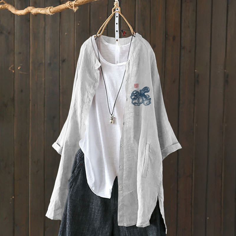 Japanese Octopus Print Cardigan