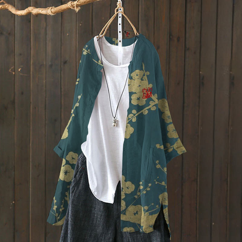 Japanese Plum Blossom Art Print Cardigan