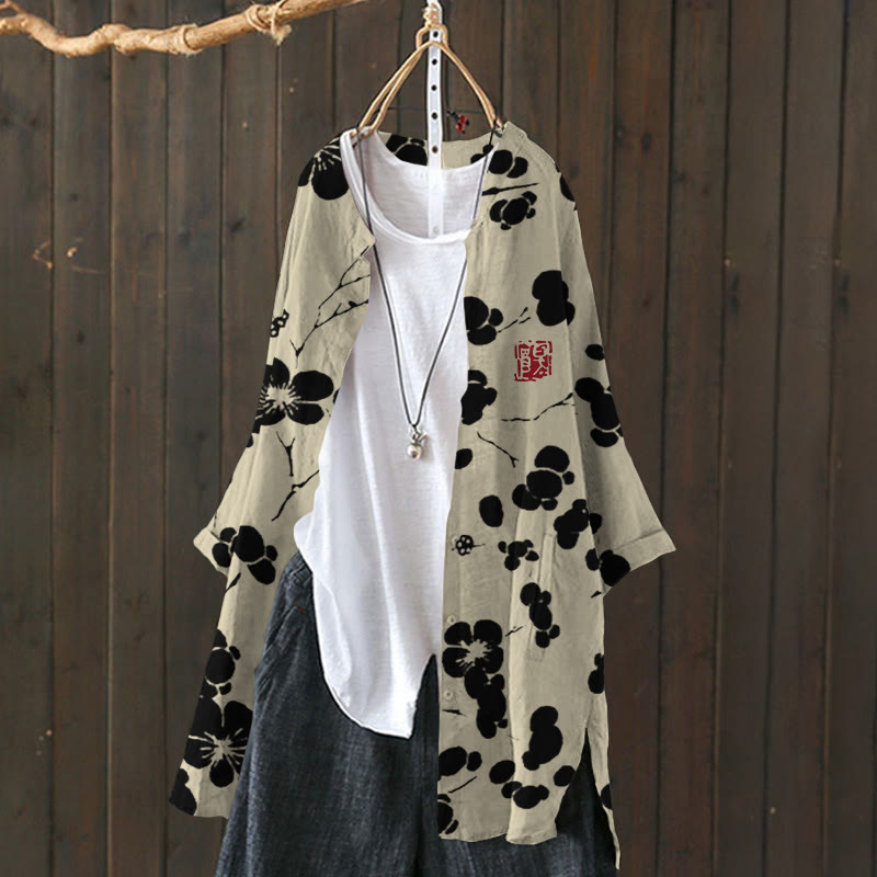 Cherry Blossom Japanese Art Print Cardigan