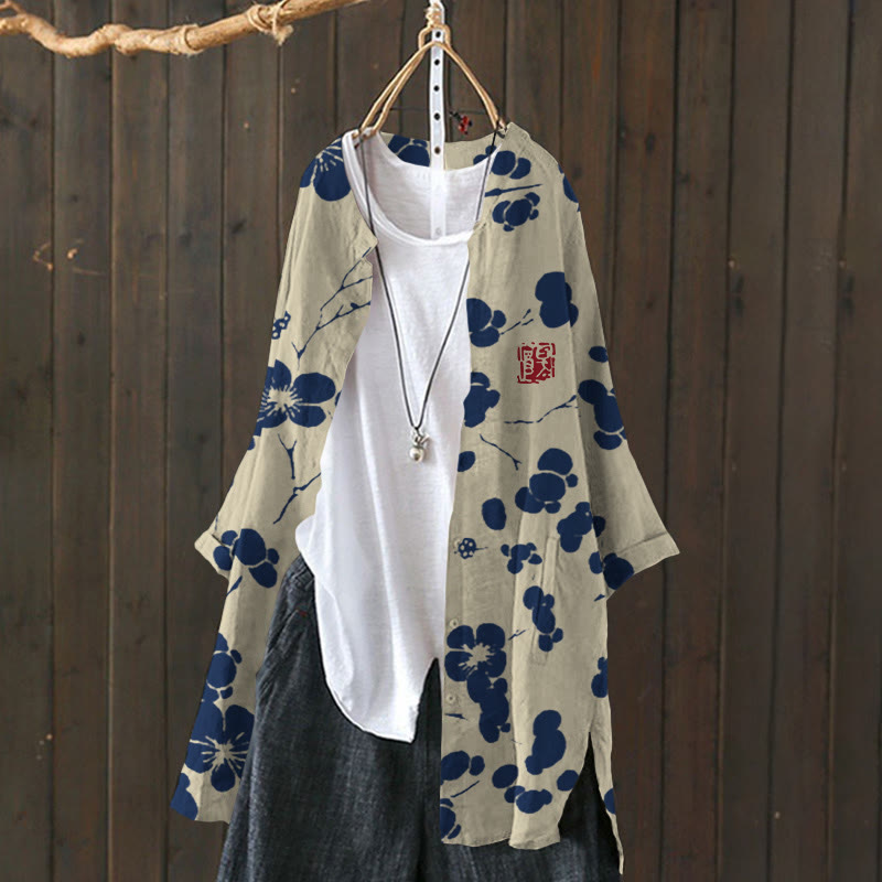 Cherry Blossom Japanese Art Print Cardigan