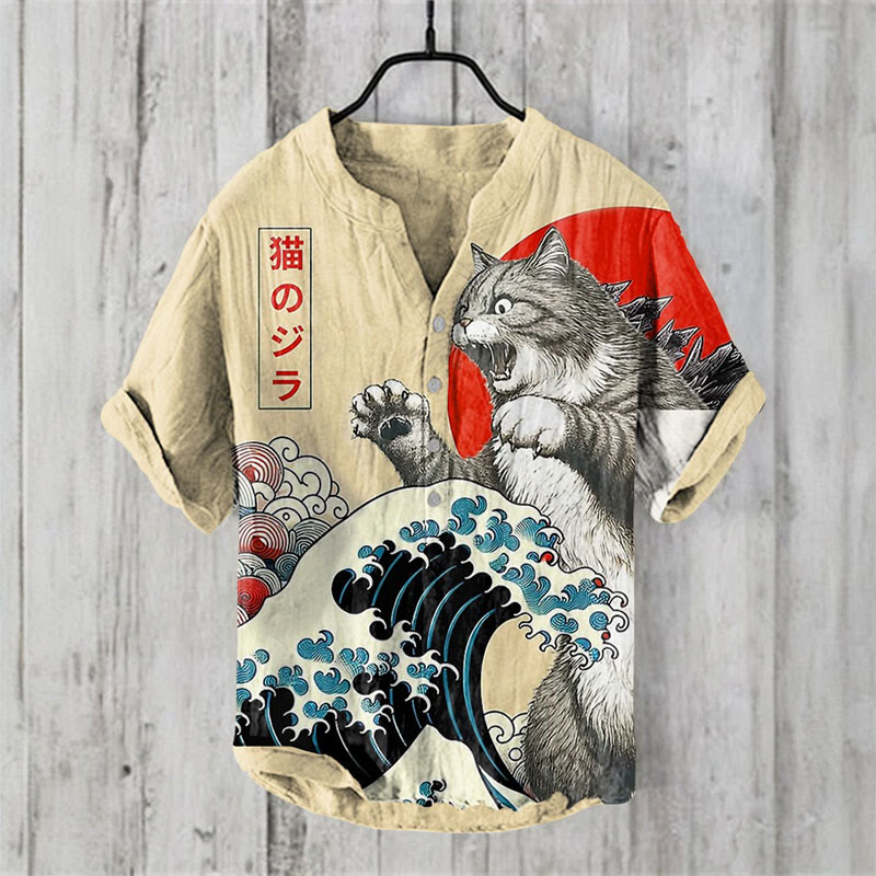 Abstract Creative The Great Waves And Godzilla Japanese Art