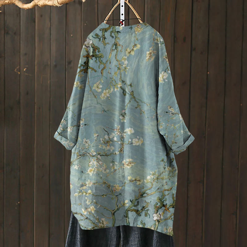 Van Gogh Plum Blossom Print Cardigan
