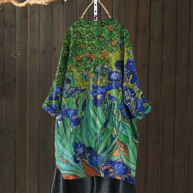 Iris Oil Painting Print Cardigan