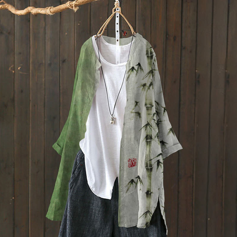 Bamboo Japanese Art Print Cardigan