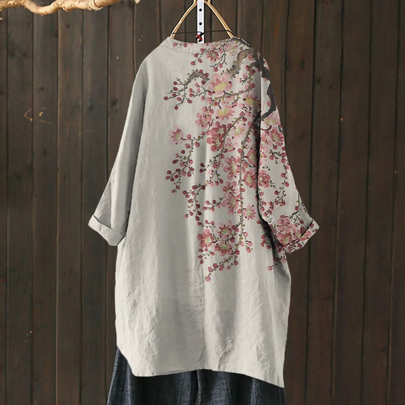 Vintage Style Japanese Floral Print Cardigan
