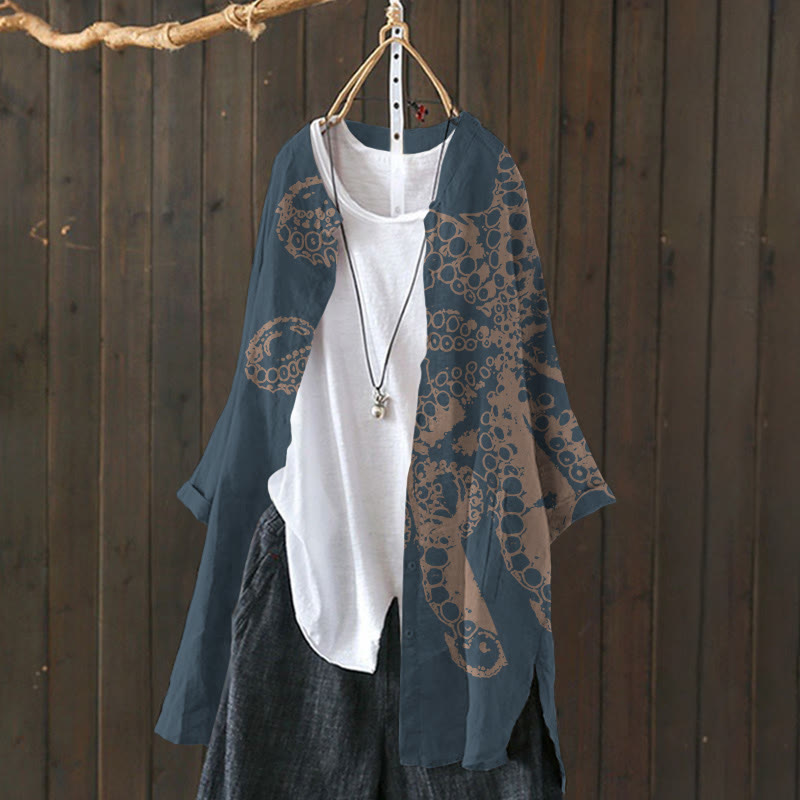 Vintage Japanese Octopus Tentacle Print Cardigan