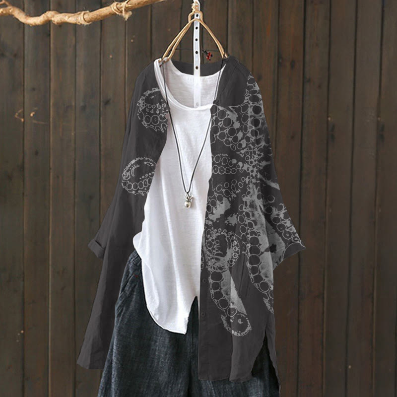 Vintage Japanese Octopus Tentacle Print Cardigan