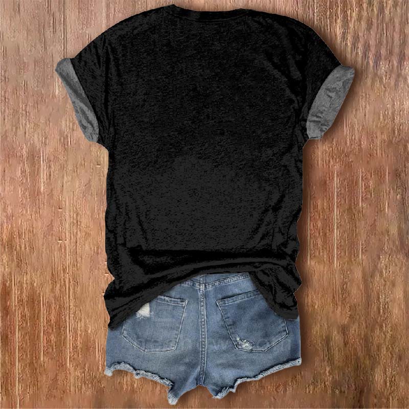 Women's Starry Sky Raven Pumpkin Tree Print V-neck Short-sleeved T-shirt - image 2