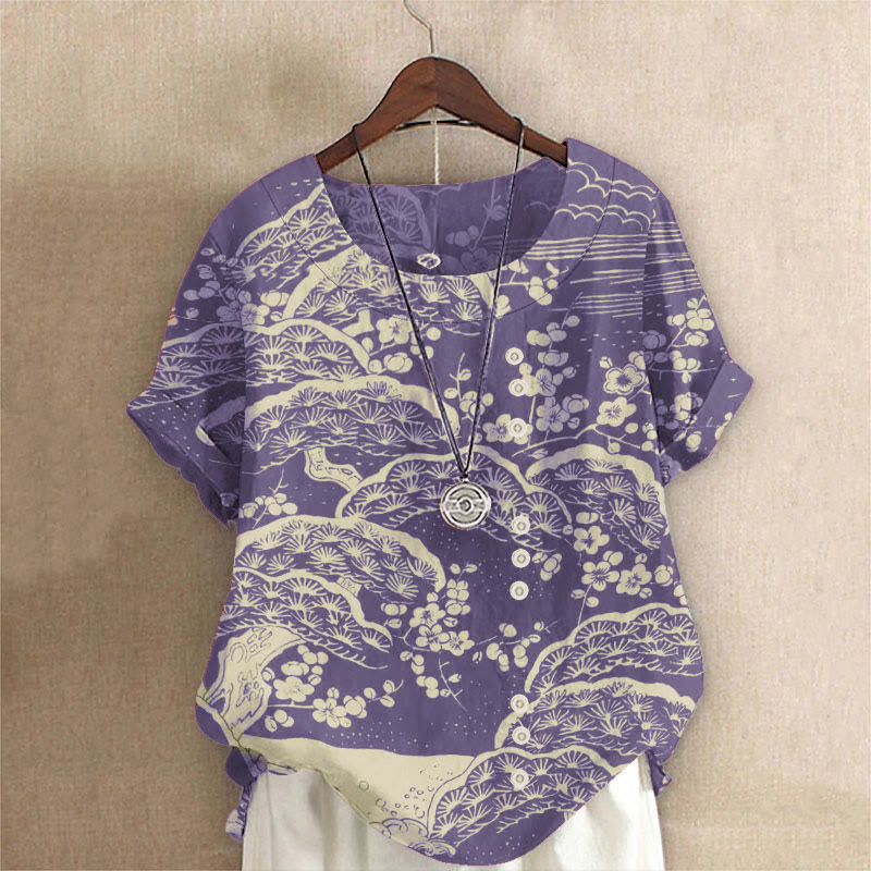 Women's Japanese Art Plum Blossom Art Blouse