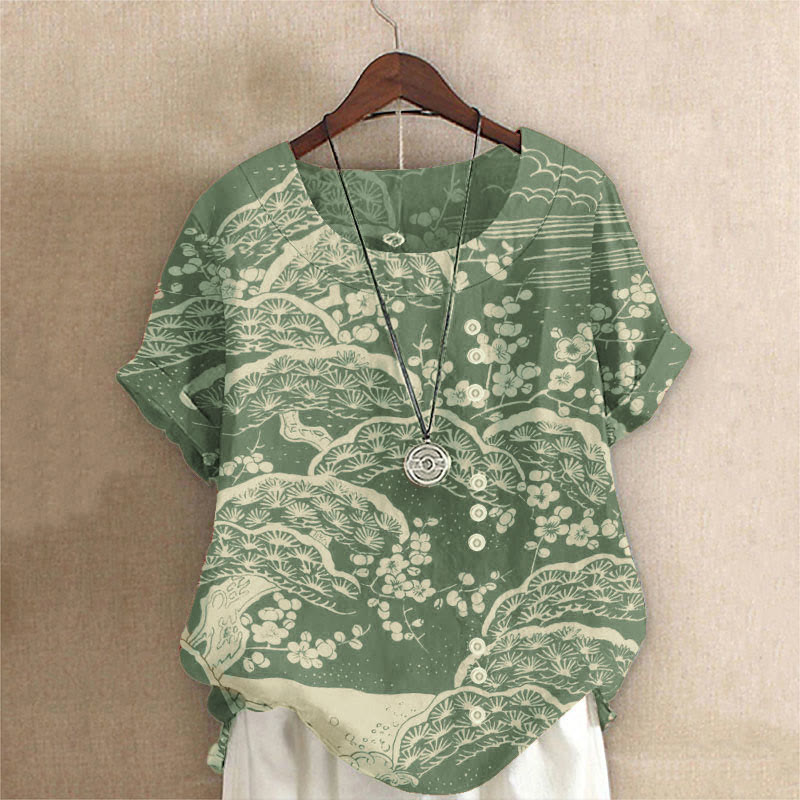 Women's Japanese Art Plum Blossom Art Blouse