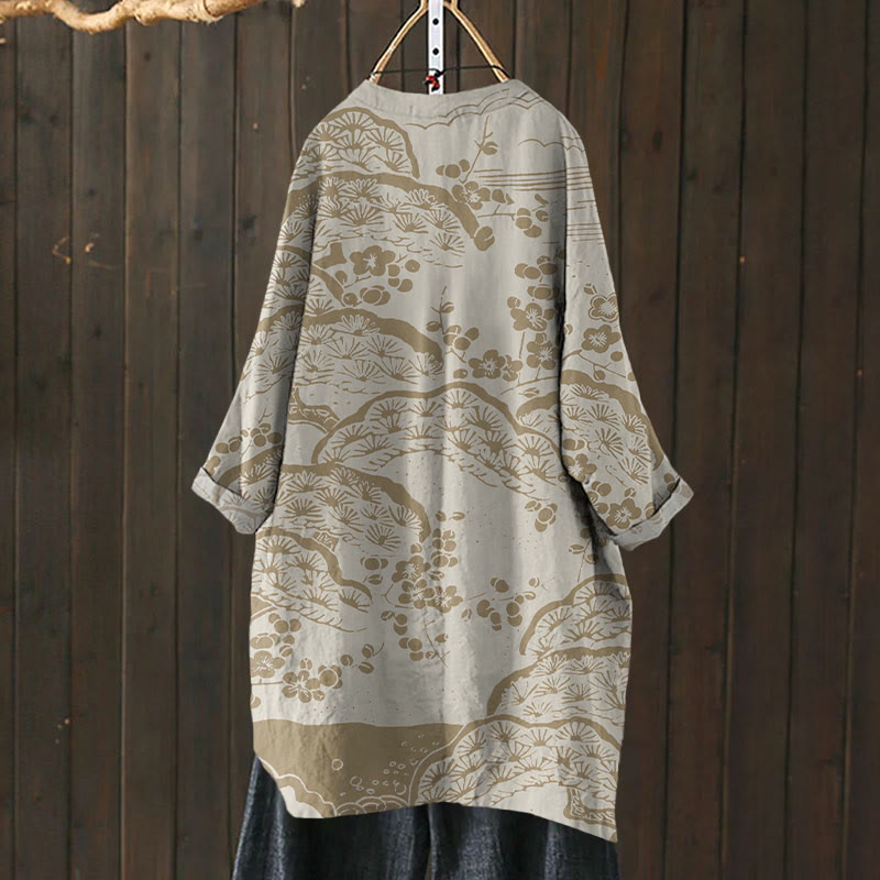 Women's Japanese Art Plum Blossom Print cardigan