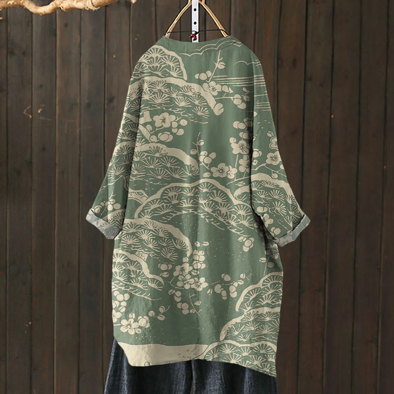 Women's Japanese Art Plum Blossom Print cardigan