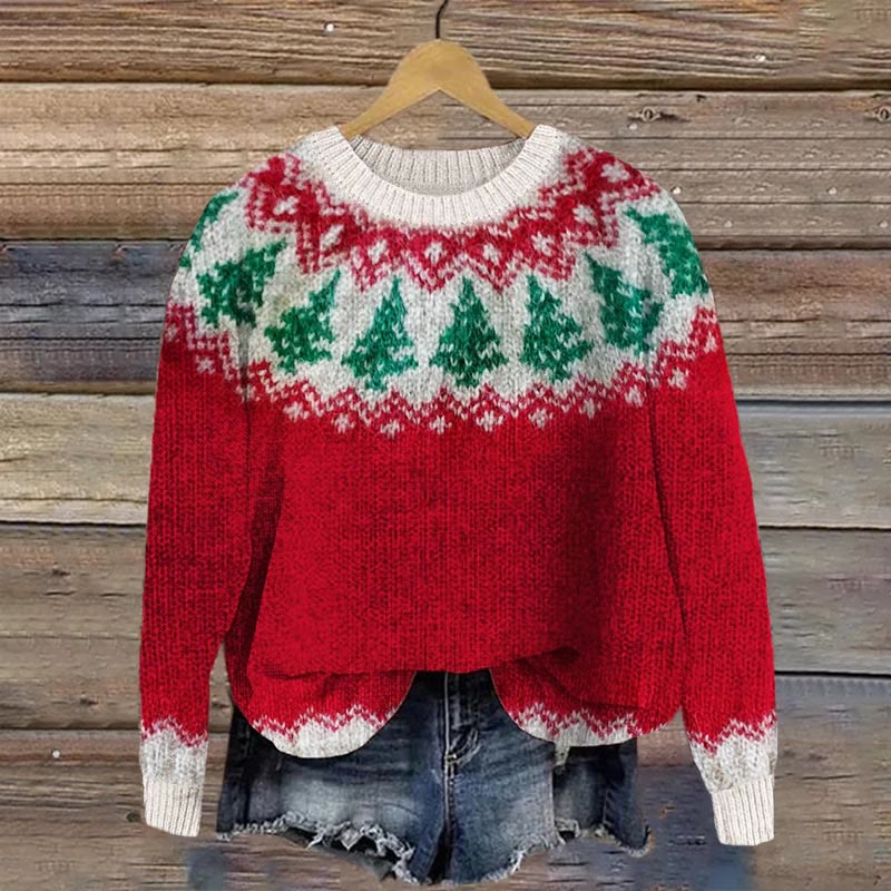 Christmas Inspired Cozy Knit Sweater - Red - 4XL - image 1
