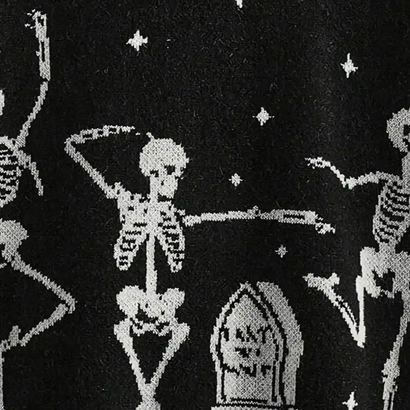 Skull Pattern Round Neck Sweater - image 5