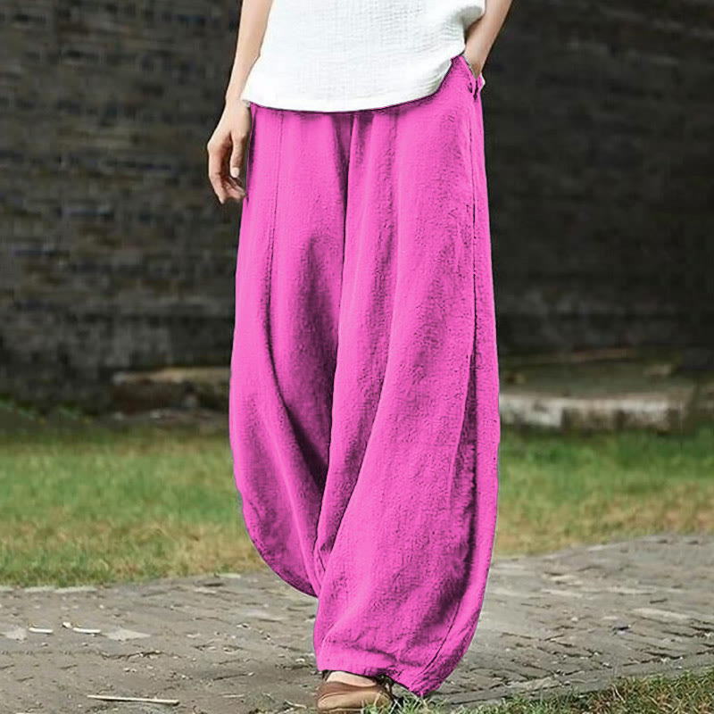 Casual Plain Drawstring Pocket Pants - Pink - 5XL - image 11