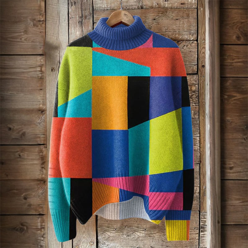 Jazz Music French Festival Art Print Turtleneck Pullover Sweater - Multicolor - 4XL - image 1