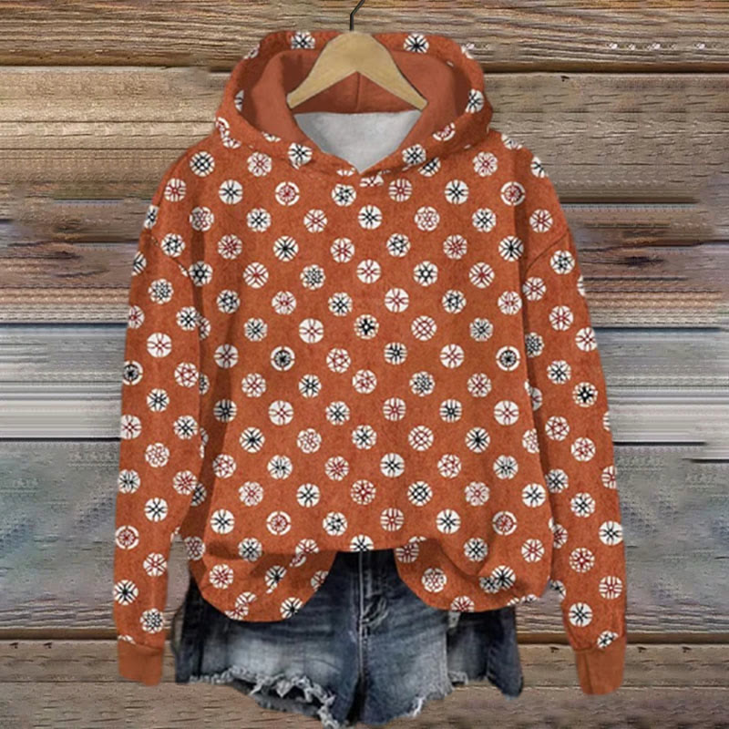 Vintage Japanese Art Print Long Sleeve Hoodie - Orange - 8XL - image 1
