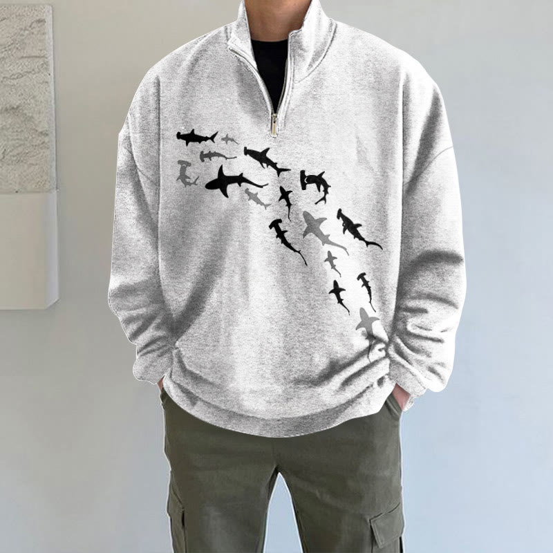 Japanese Art Octopus And Crab Print Long Sleeve Zipper Sweatshirt - White - 5XL - image 5