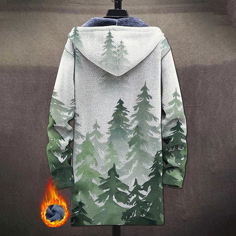 Foggy Forest Print Unisex Plush Thick Long-sleeved Fleece Jacket Coat - image 3