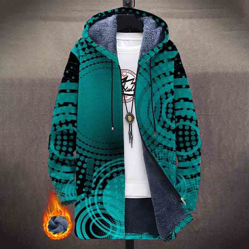 Cyan Abstract Circle Patterns Print Unisex Plush Thick Long-sleeved Fleece Jacket Coat - Green - 5XL - image 1